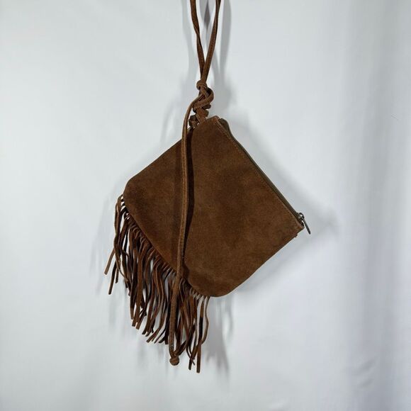 Vintage Esprit brown leather fringe suede Women’s purse/wristlet 7x9 - Picture 1 of 10
